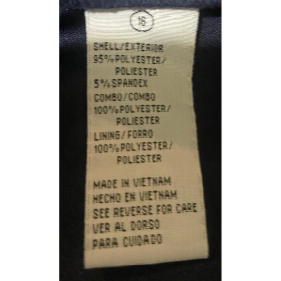 Shelby & Palmer Dress 16 Womens Midi Navy Long Sheer Sleeves Belted Ruffle - Picture 11 of 15